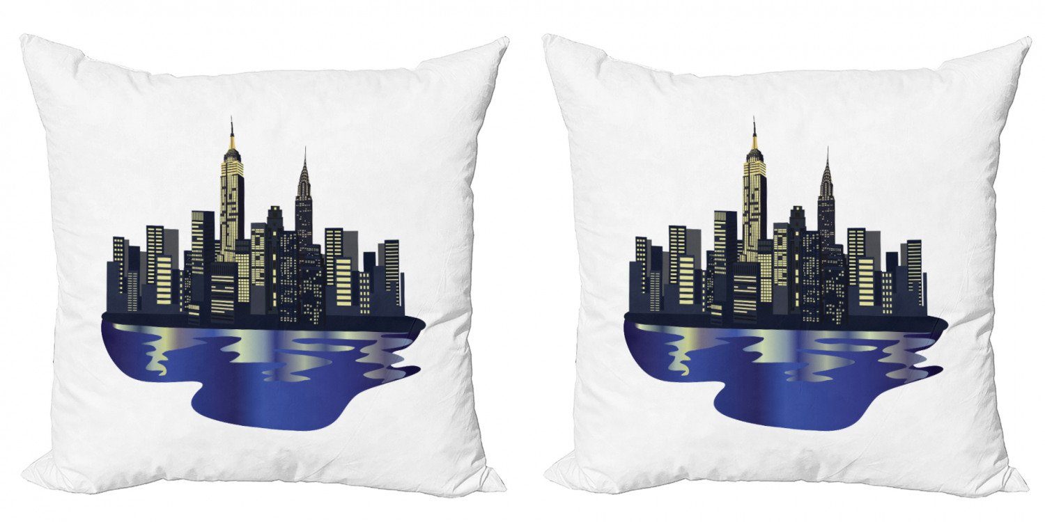 Kissenbezüge Modern Accent Doppelseitiger Digitaldruck, Abakuhaus (2 Stück), NYC Metropolitan in New York Nacht