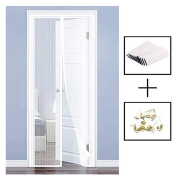 HIBNOPN Insektenschutz-Tür Insektenschutz Balkontür Ohne Bohren,100x210cm Fliegengitter weiß