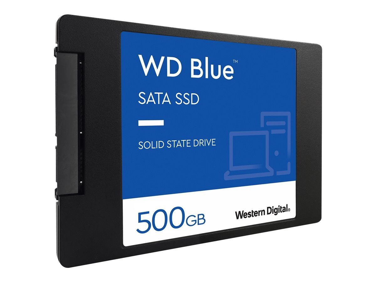 Western Digital WD Blue 500GB SATA SSD 2.5 Zoll interne SSD (500 GB) 2,5 Zoll" 3500 MB/S Lesegeschwindigkeit, 2300 MB/S Schreibgeschwindigkeit, PCIe Gen3 x4, NVMe, 3D NAND, M.2 2280