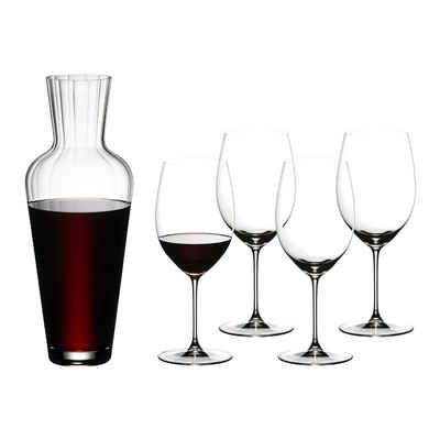 RIEDEL Glas Rotweinglas Veritas Cabernet Gläserset mit Dekanter 5er Set, Glas