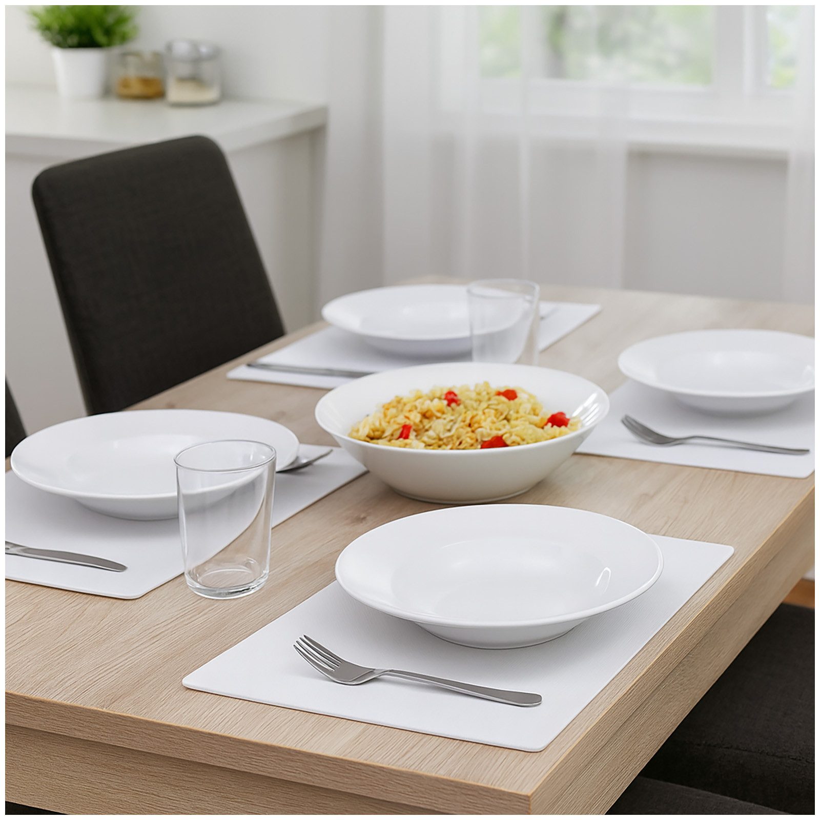 NTK-Collection Pastateller Pastateller Ø 28 cm Weiß Antonia, (4 St), Speiseteller tiefe Teller