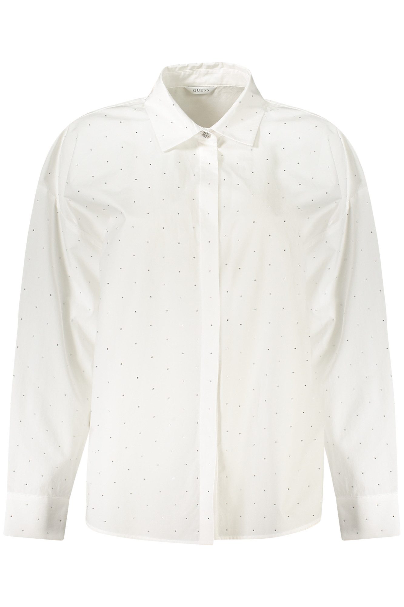 GUESS JEANS Blusenshirt Weiße Damenbluse mit Strass und französischem