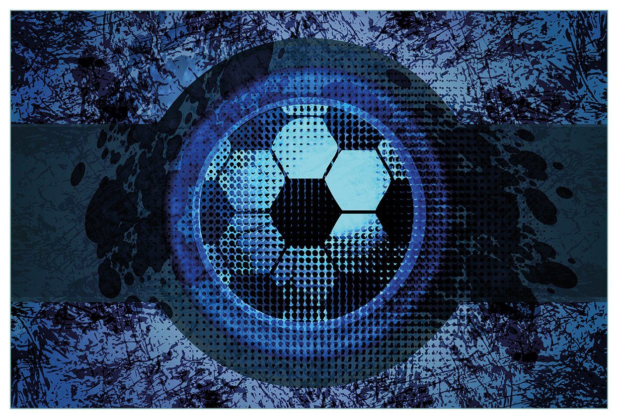 Wallario Küchenrückwand Fußball Muster (1-tlg) blau, Design in - Abstraktes