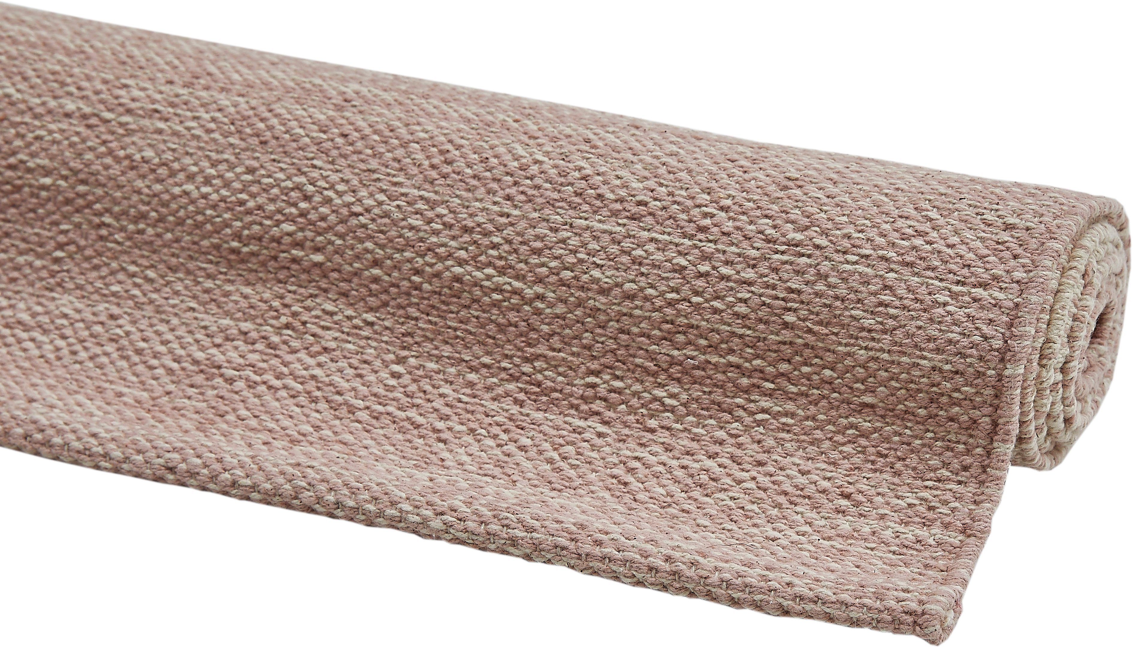 Teppich Opland, Andiamo, rechteckig, Höhe: mm, 8 reine Farbverlauf, Baumwolle mit meliert, altrosa