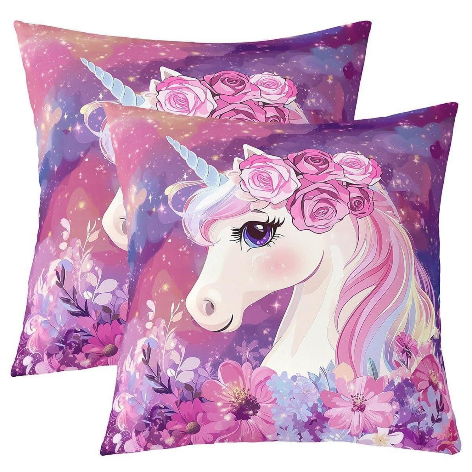 LuxusKollektion Kissenbezüge Kissenbezüge 50x50cm 2er Set Einhorn Prinzessin