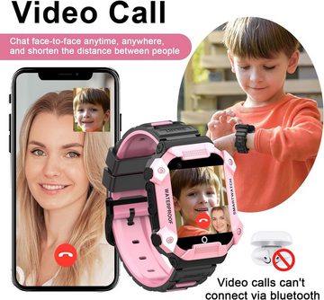 PTHTECHUS GPS- und Anrufen Videoanruf Familienchat SOS, Musik, Kamera Smartwatch (4G), Geschenke für Kinder