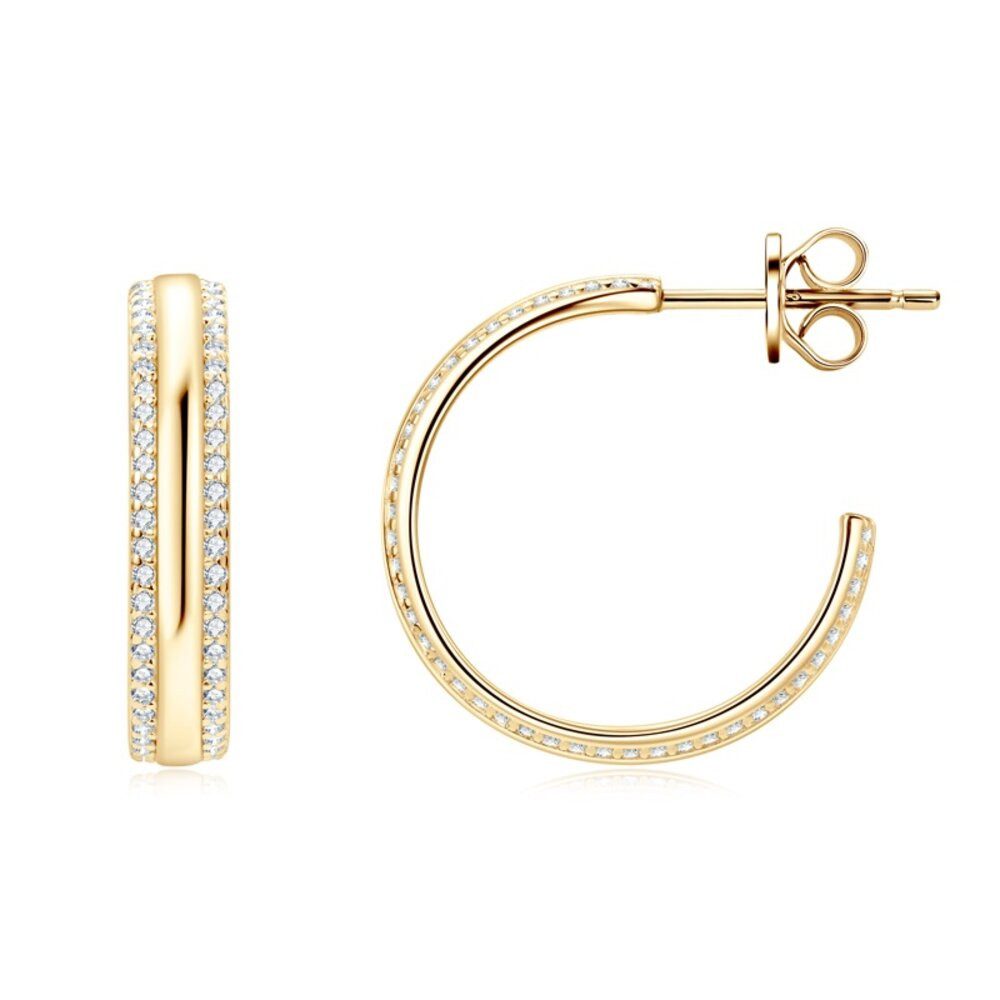 Paar Creolen Funkelnde Moissanit Creolen Ohrringe Luxor 925 Silber 18K Gold 20mm