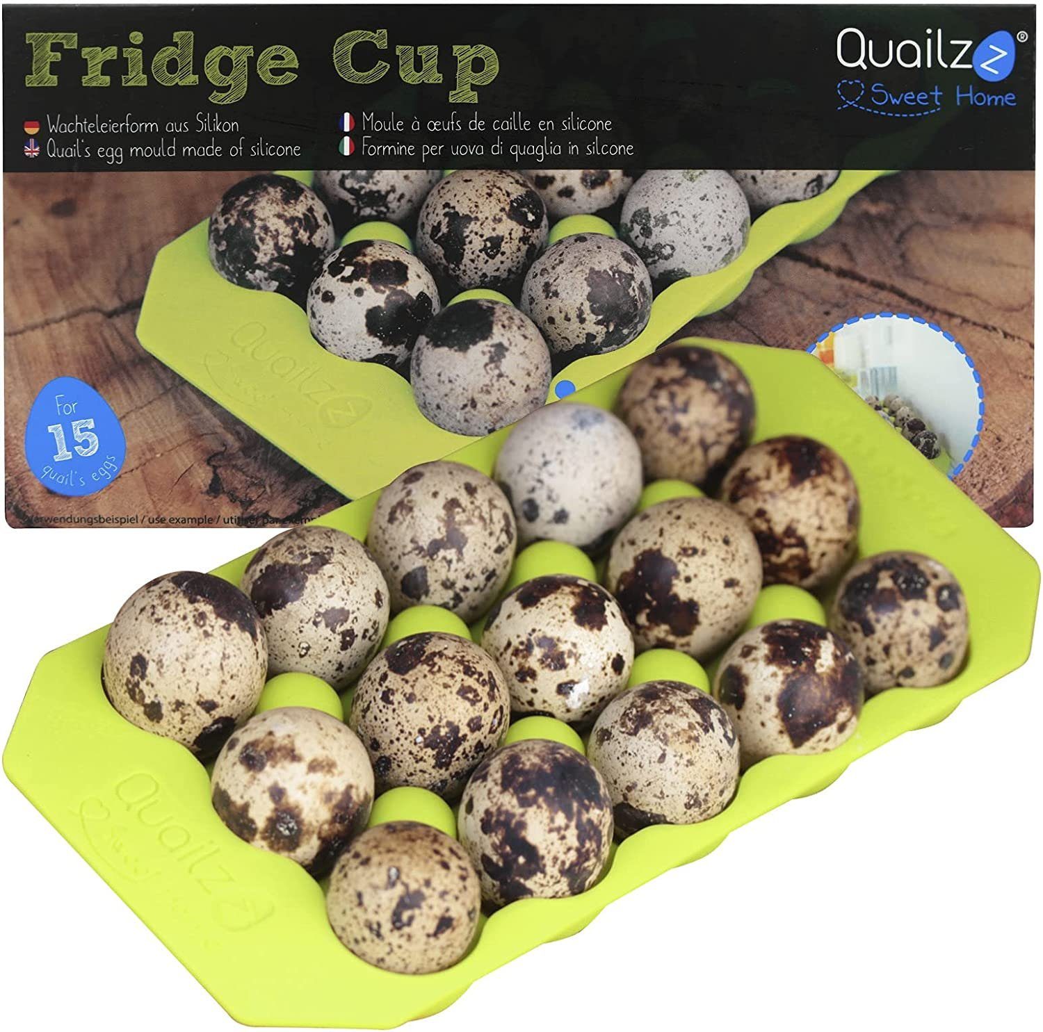 Quailzz Eierbecher Fridge Cup Wachteleierschale Eierhalter, (Silikon abwaschbar erhältlich in zwei Farben), *** BESTER PREIS *** Gelb