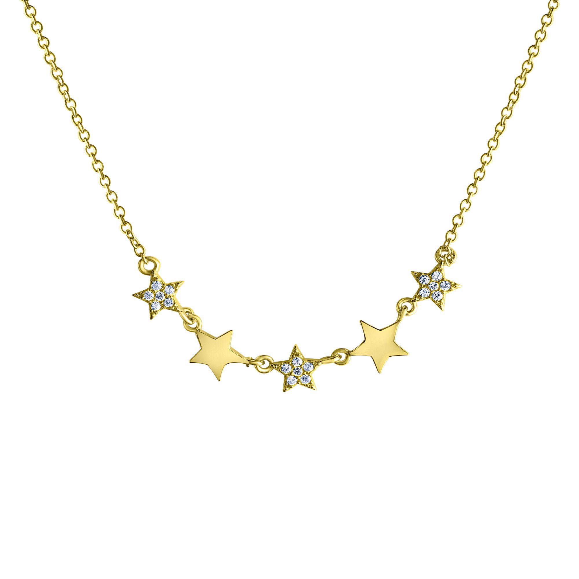 CELESTA Collierkettchen 925 Silber vergoldet Sterne Zirkonia