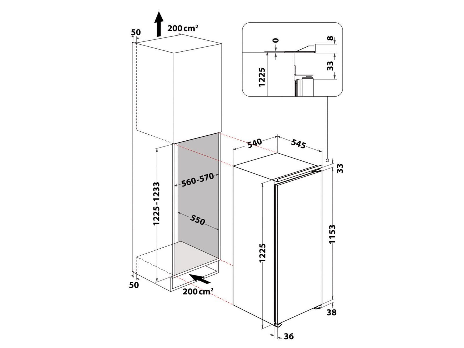 IGNIS Einbaukühlschrank ARL12VS2E, 0.0 cm hoch, integrierbar
