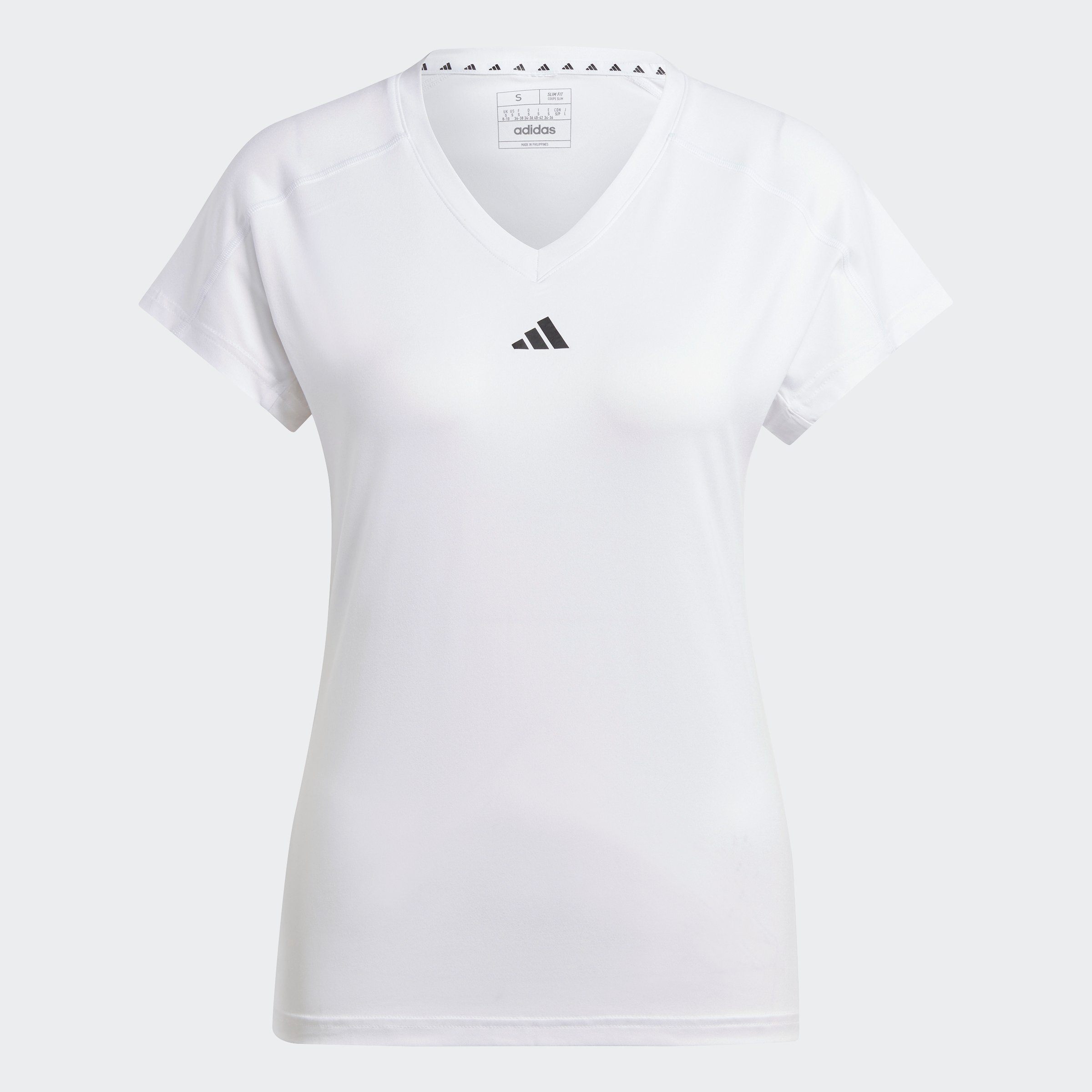 MINIMAL V-NECK AEROREADY Performance ESSENTIALS TRAIN White BRANDING T-Shirt adidas