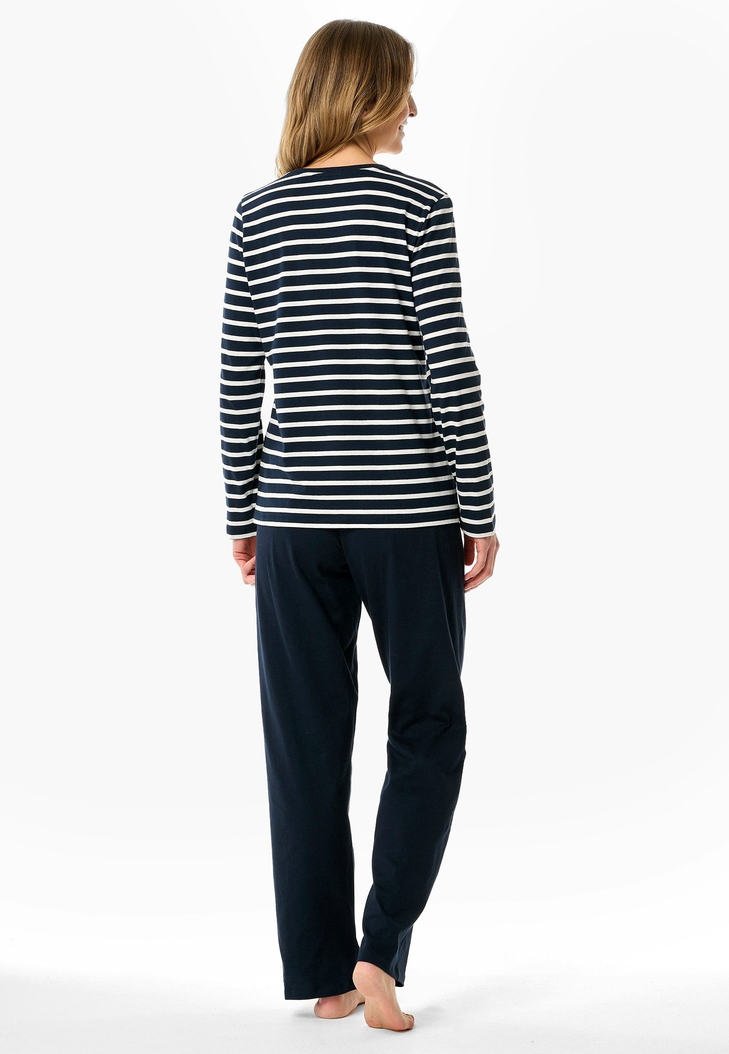 Schiesser Schlafanzug Casual Essentials (2 tlg) Baumwolle, V-Ausschnitt, langärmelig