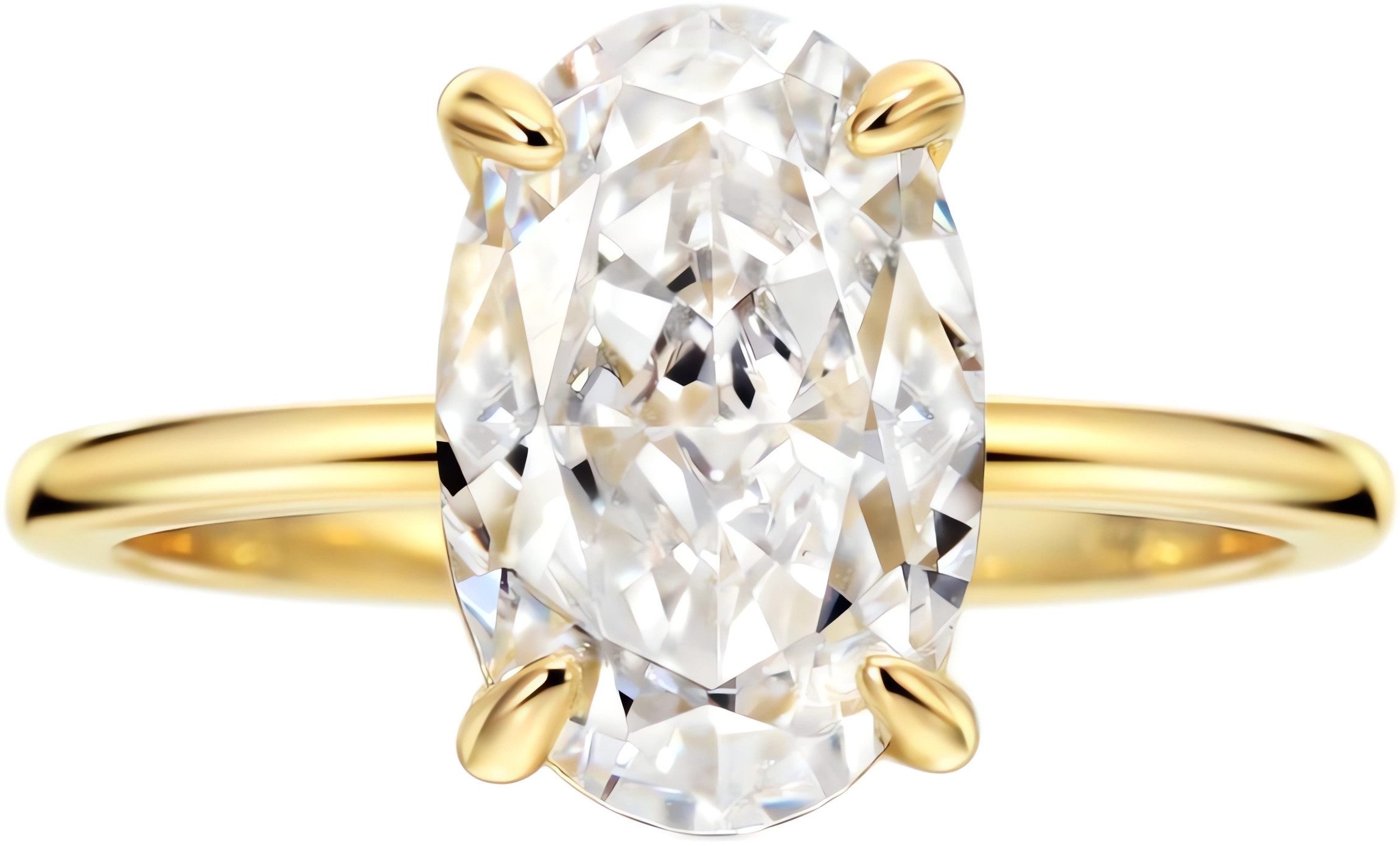 Diamantring Ring Damen 4ct 14K Gold E VVS2 2EX Elliptisch Minimalistischer Ehering