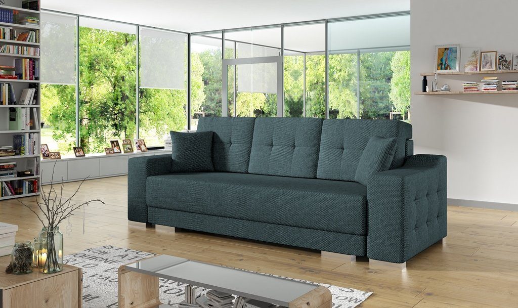 Siblo 3-Sitzer Elegantes Dreisitzer Sofa Schlaffunktion mit Malvina Blau