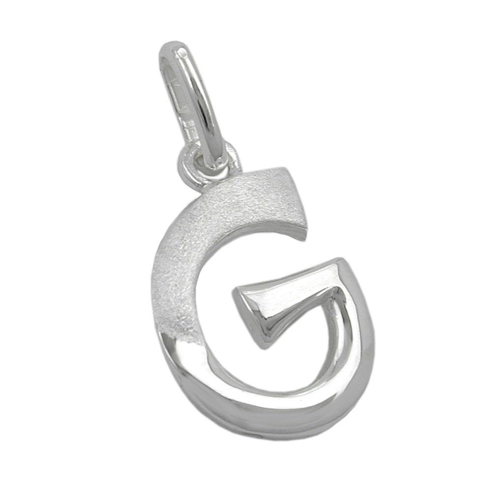 Buchstabenanhänger Anhänger Buchstabe G teilmattiert glänzend 925 Silber kl. Schmuckbox