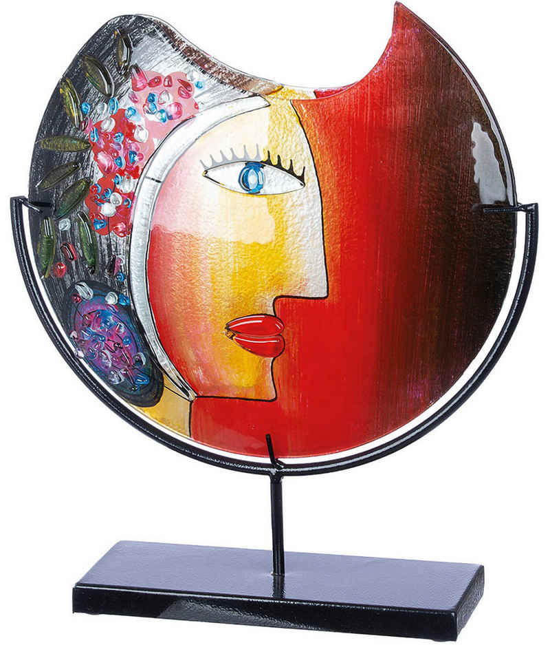 Casablanca by Gilde Dekovase Glasart Deko Vase Face "Cloe", Höhe ca. 48 cm (1 St), aus Metall und Glas, handbemalt mit Fusingglaselementen