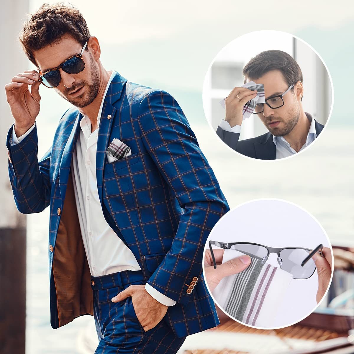 Zaewry Taschentuch 10 Stück Herren Taschentücher,100% Baumwolle Stofftaschentücher Set, (10-St)