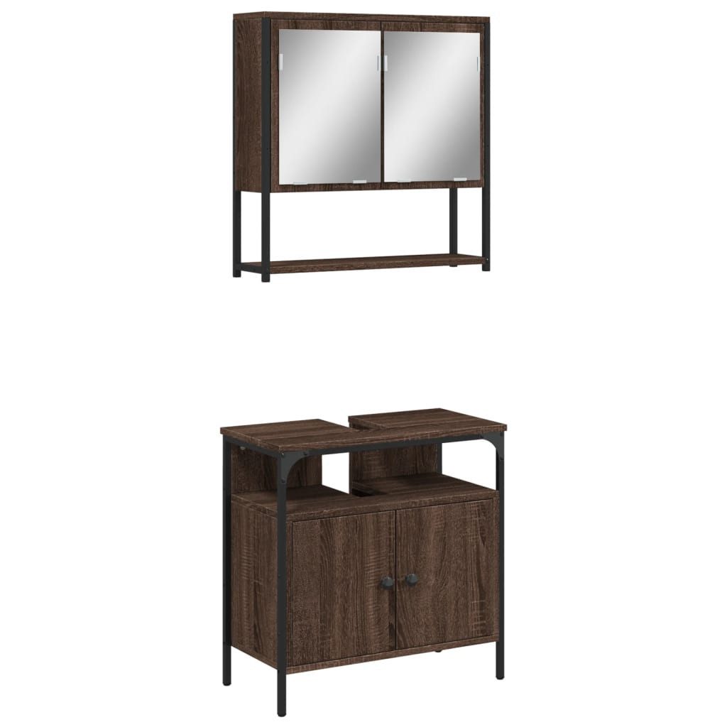 vidaXL Badezimmer-Set 2-tlg. Badmöbel-Set Braun Eichen-Optik günstig online kaufen