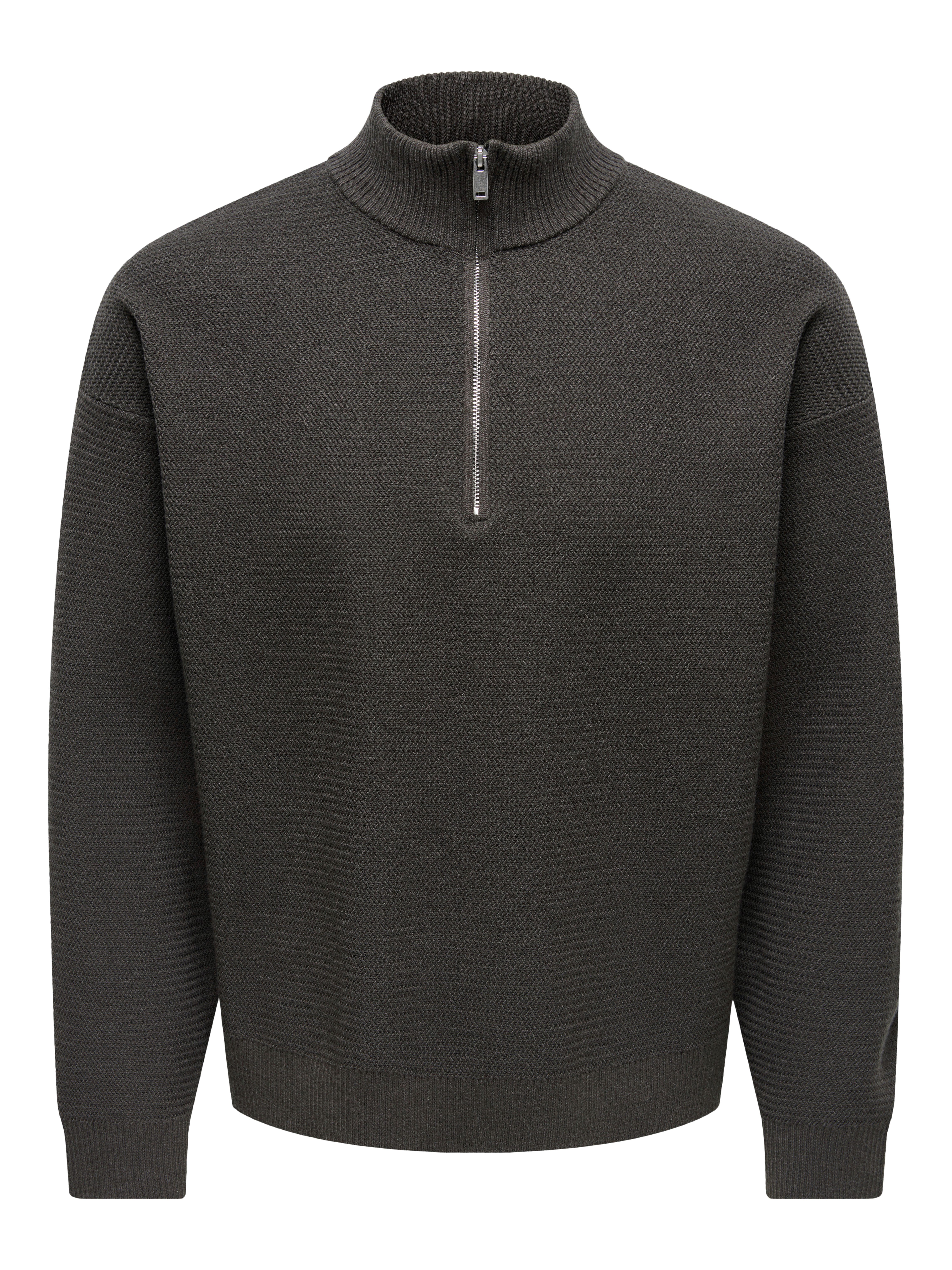 ONLY & SONS Troyer ONSCARTER REG JAQUARD 1/2 ZIP OTL Viskosemischung, regular fit – Bild 5 von 5