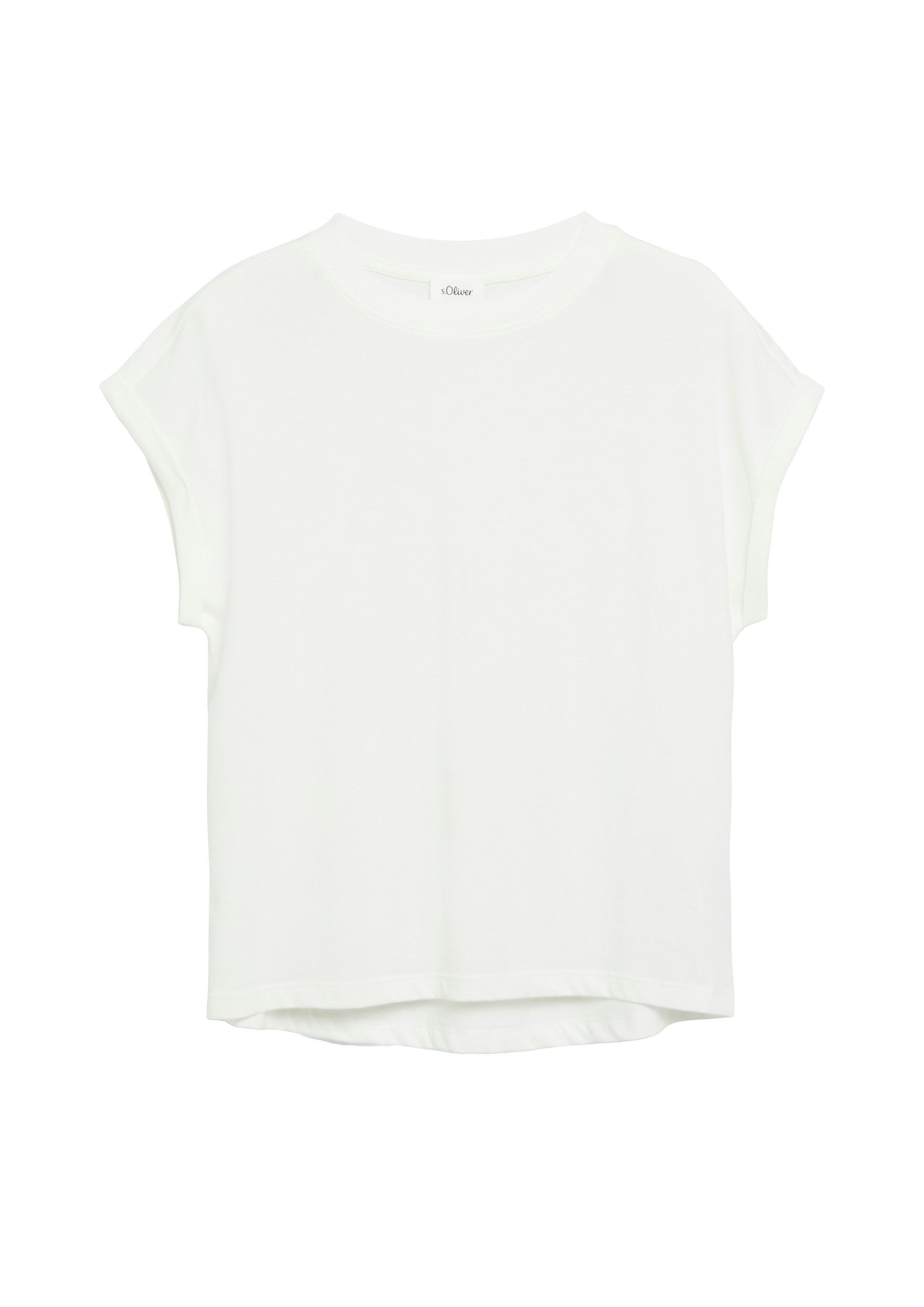 s.Oliver Kurzarmshirt T-Shirt T-Shirt mit überschnittenen Schultern und Turn-up