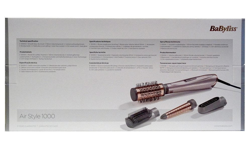 BaByliss Warmluftbürste BaByliss AS136E Air Style 1000 Warmluftbürste 50mm Bürstenaufsatz