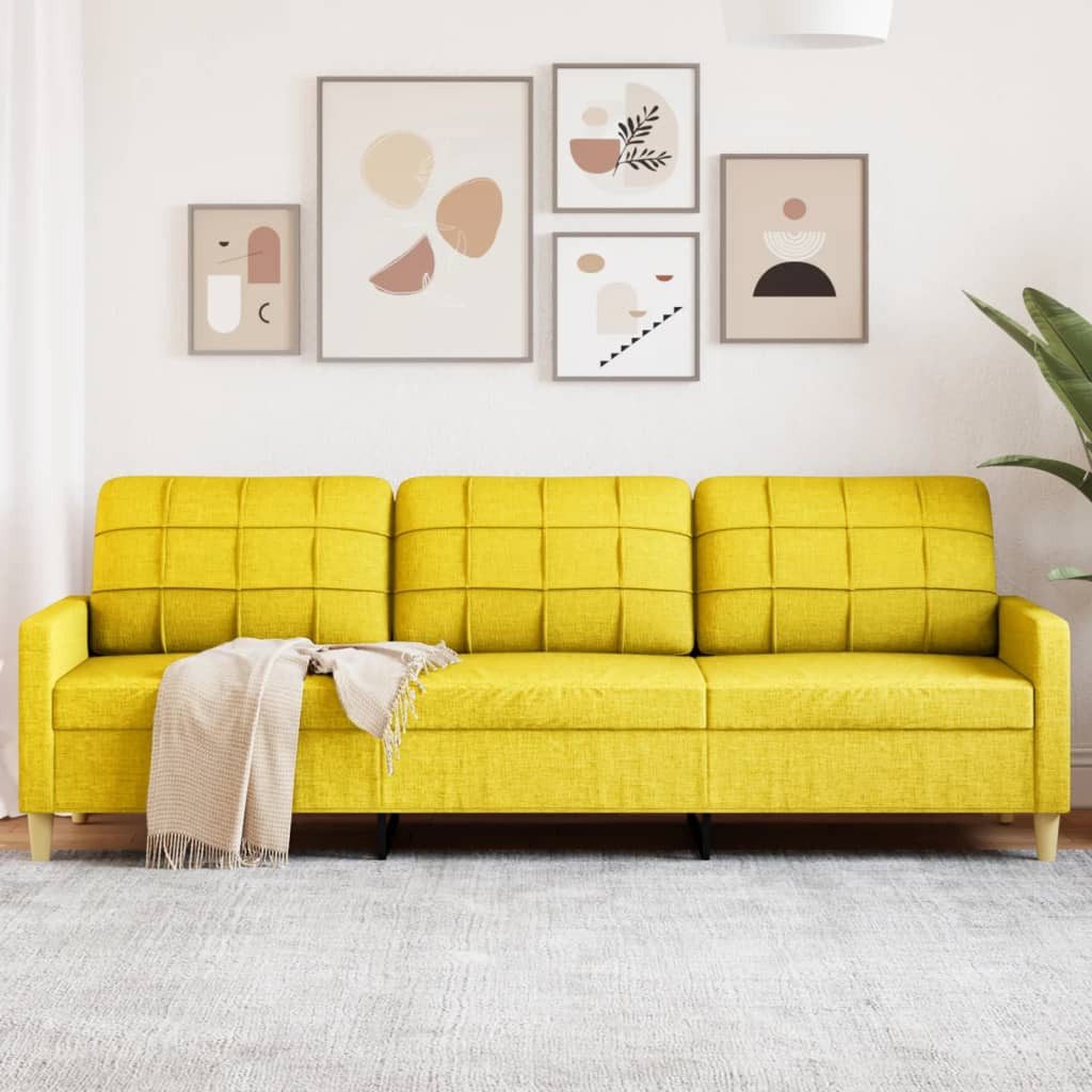 vidaXL Sofa, 3-Sitzer-Sofa Hellgelb 210 cm Stoff günstig online kaufen