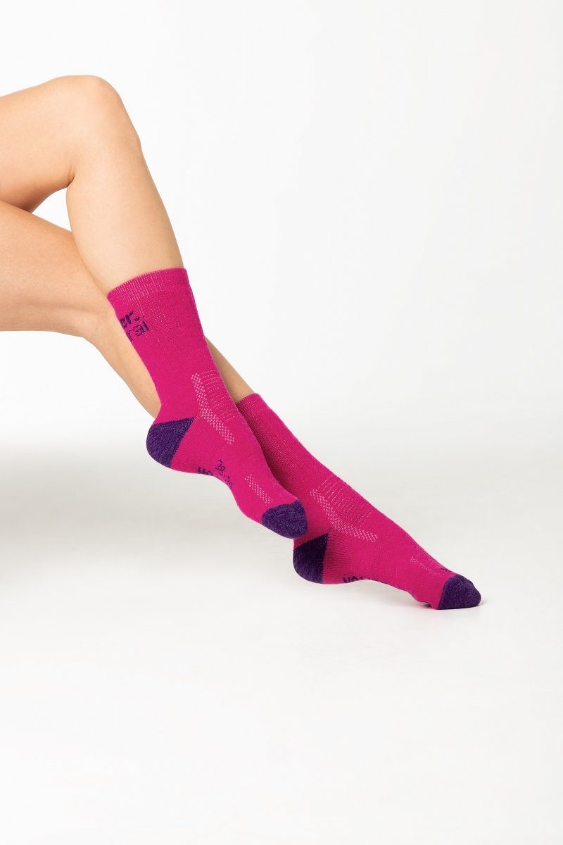 Socken Alpaka No COSY SOCKS smell-no SUPER.NATURAL SN Alpaka-Materialmix Fuchsia/Lilac Sportsocken worries, (2-Paar)