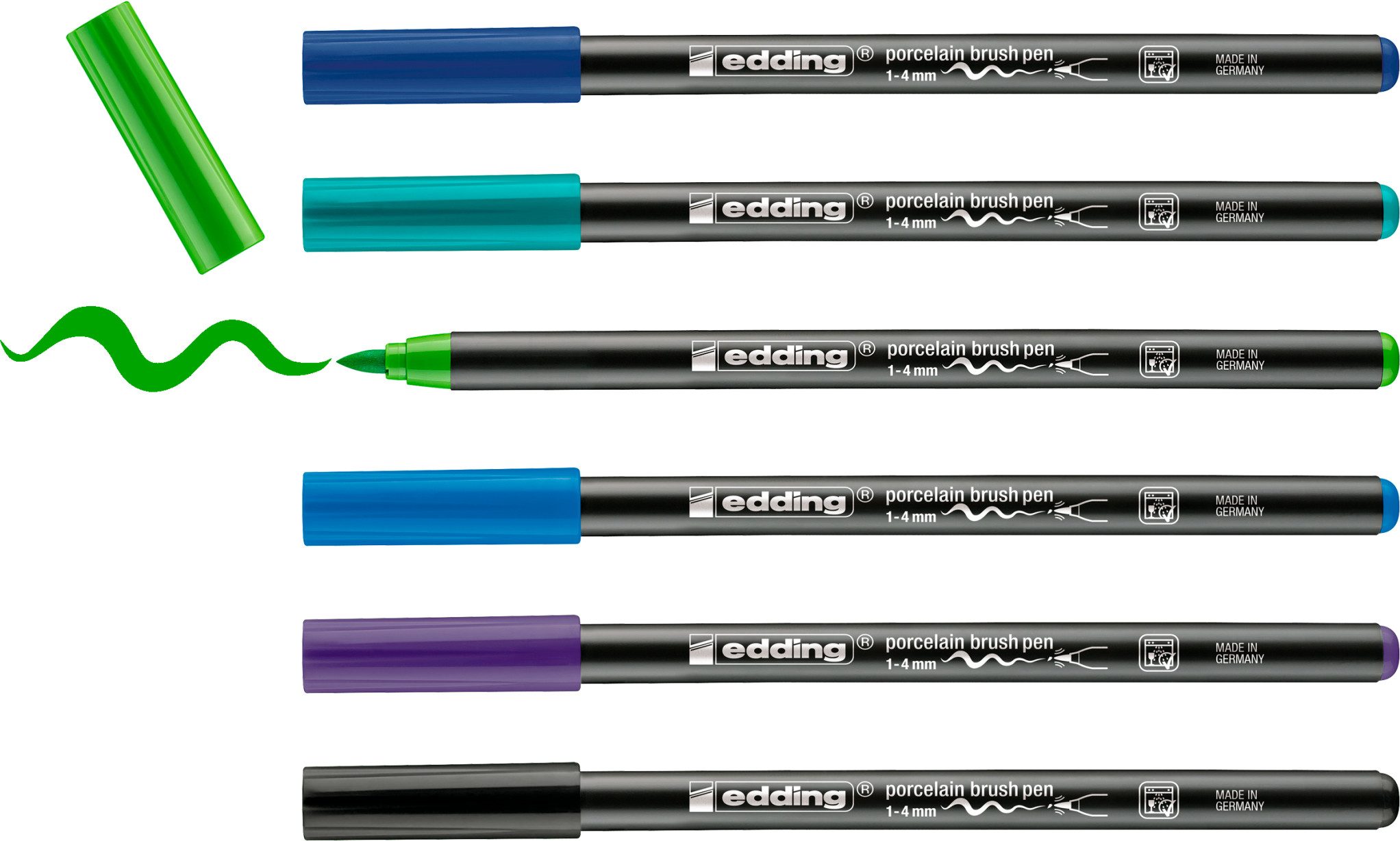 edding Lackmarker Porzellan-Pinselstift 4200 Cool, 6 Stück