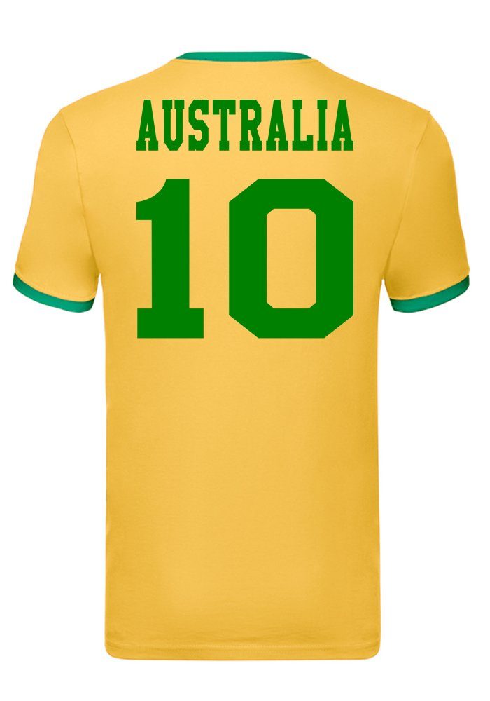 Blondie Herren Meister Mit Australien T-Shirt Weltmeister Fußball Sport Trikot Kontrastnaht & WM Brownie