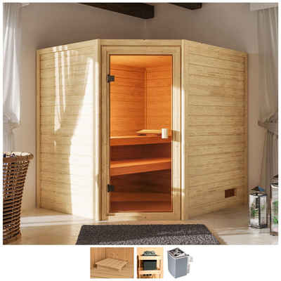 welltime Sauna »Trixi«, BxTxH: 195 x 169 x 187 cm, 38 mm, 4,5-kW-Ofen mit int. Steuerung