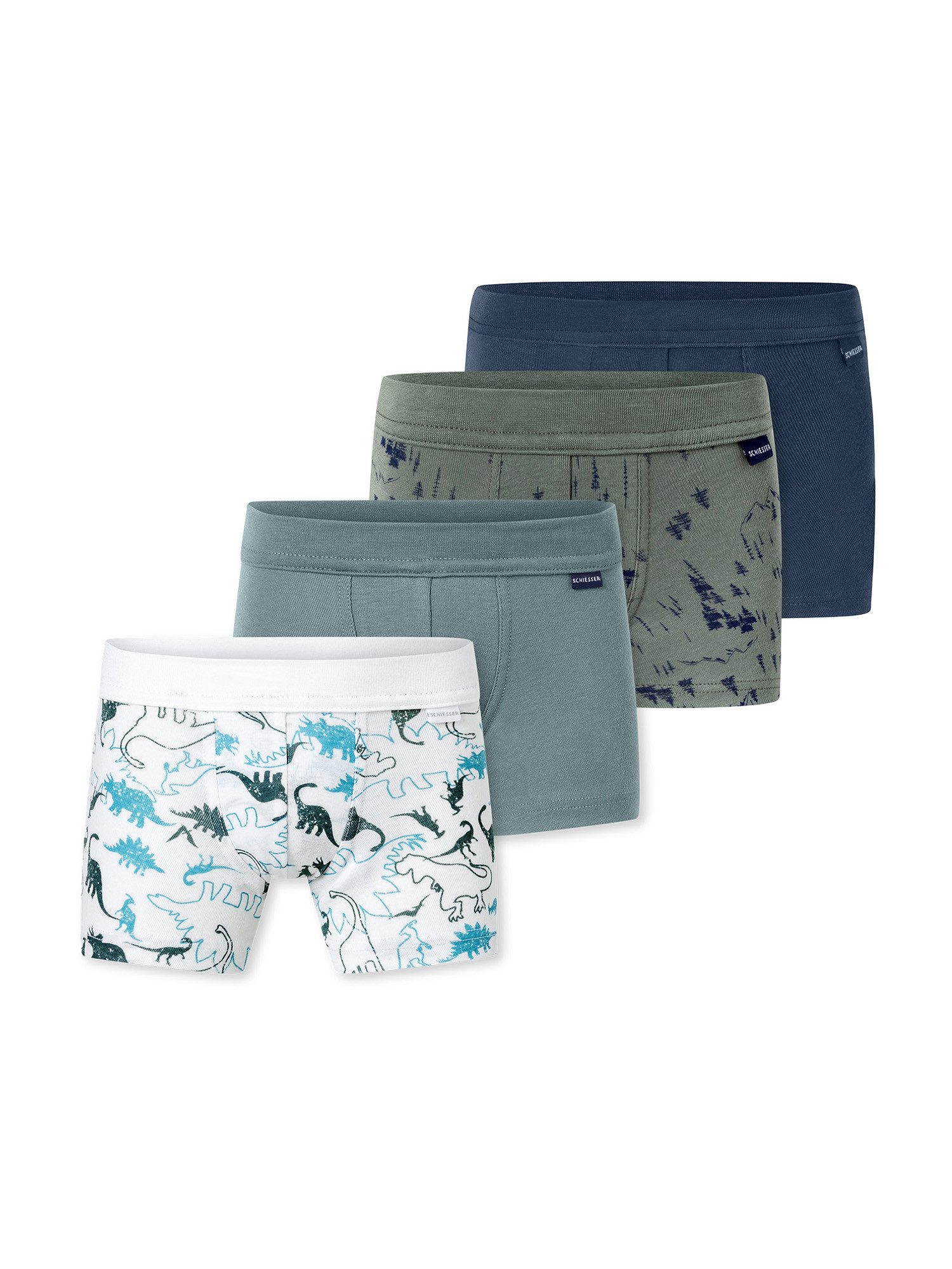 Schiesser Trunk Fine Rib Multi (4-St) Unterhose, Unterwäsche, Boxer Trunk