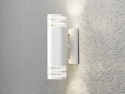 KONSTSMIDE LED Außen-Wandleuchte, LED wechselbar, warmweiß, Fassadenbeleuchtung Up Down, Haus-wand beleuchten, Weiß H: 30cm