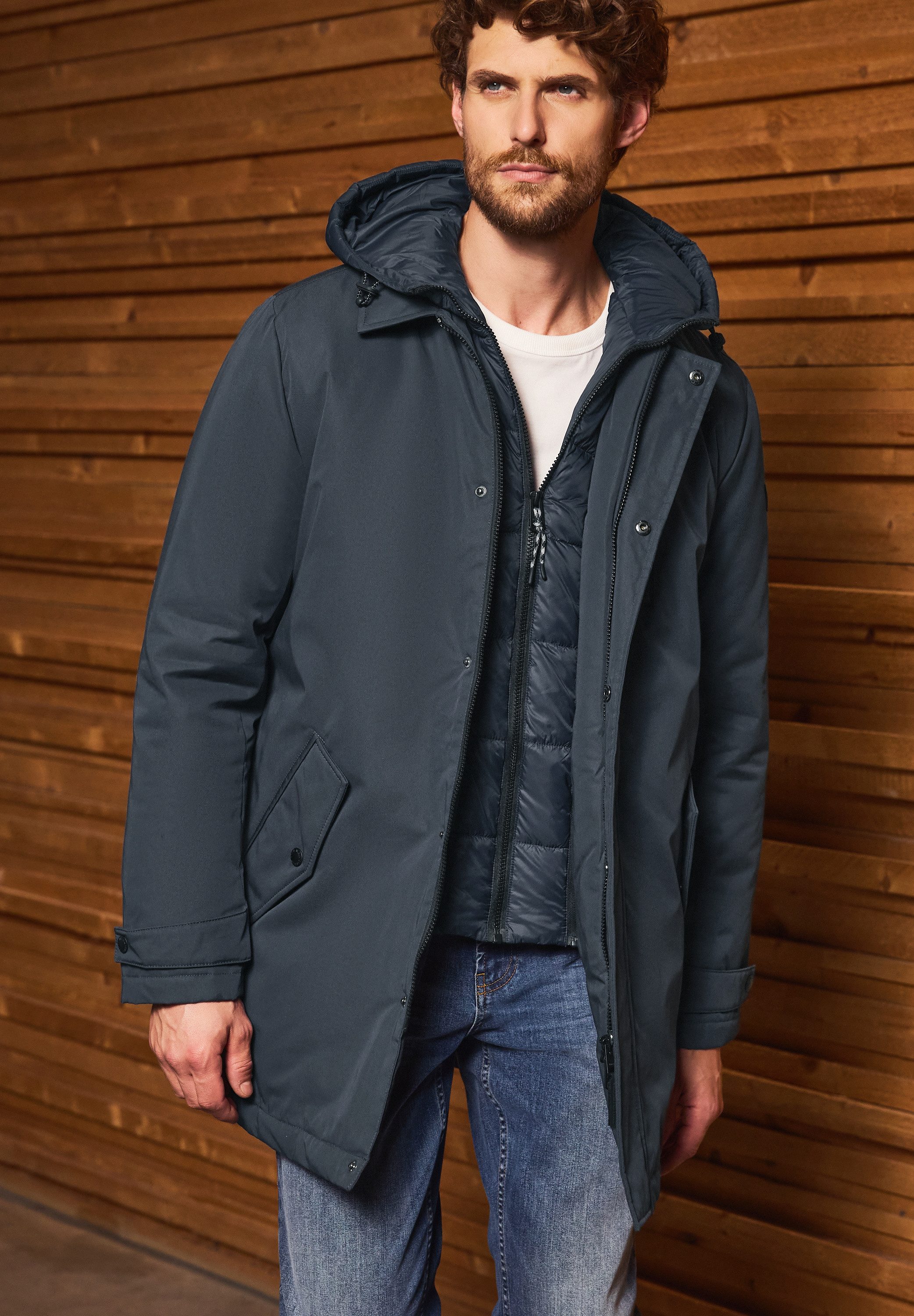 STREET ONE MEN Winterjacke mit Kapuze