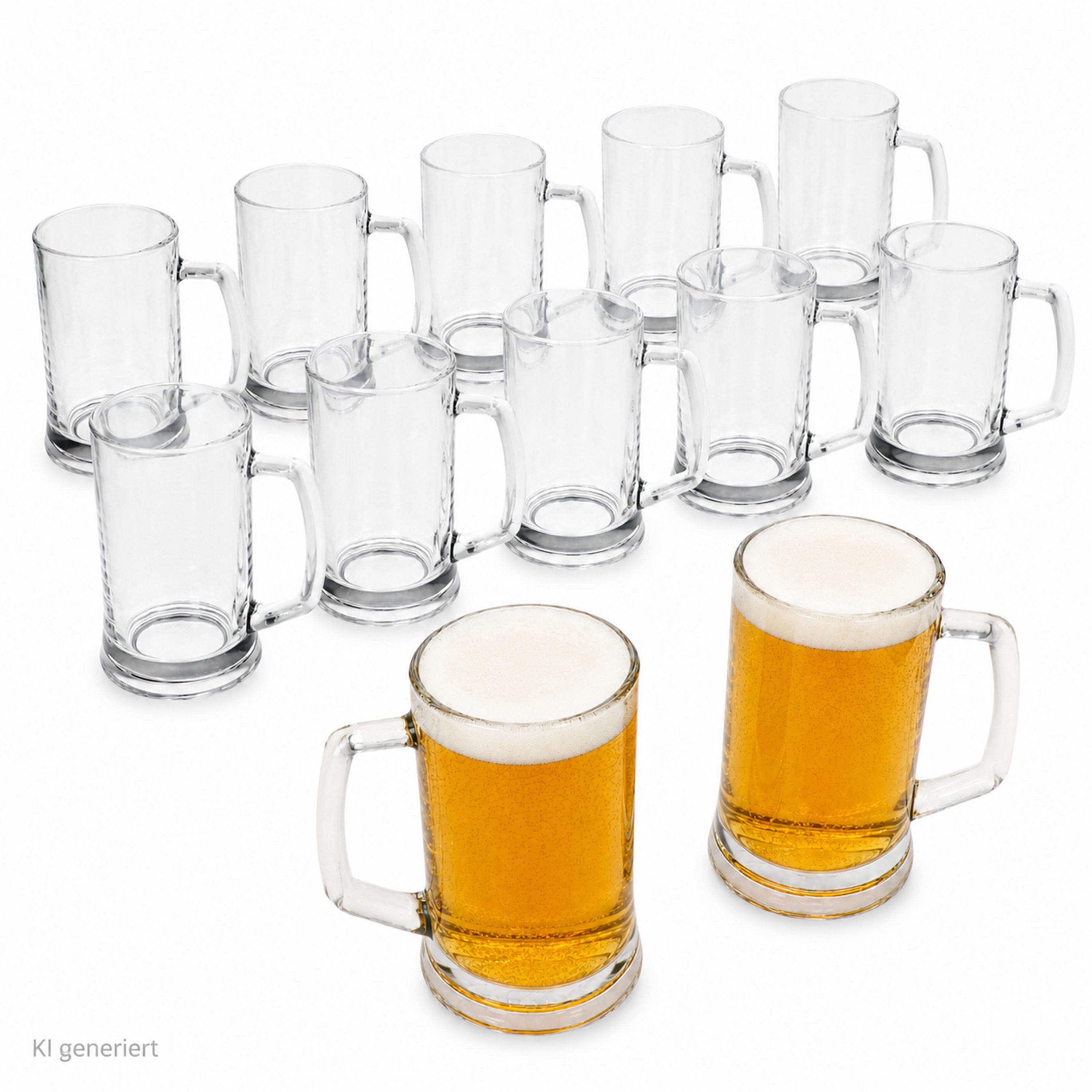 MamboCat Bierglas 12x Viva Bierkrug 0,3L mit Henkel Bierseidel 300ml Glas Seidel Humpen, Glas