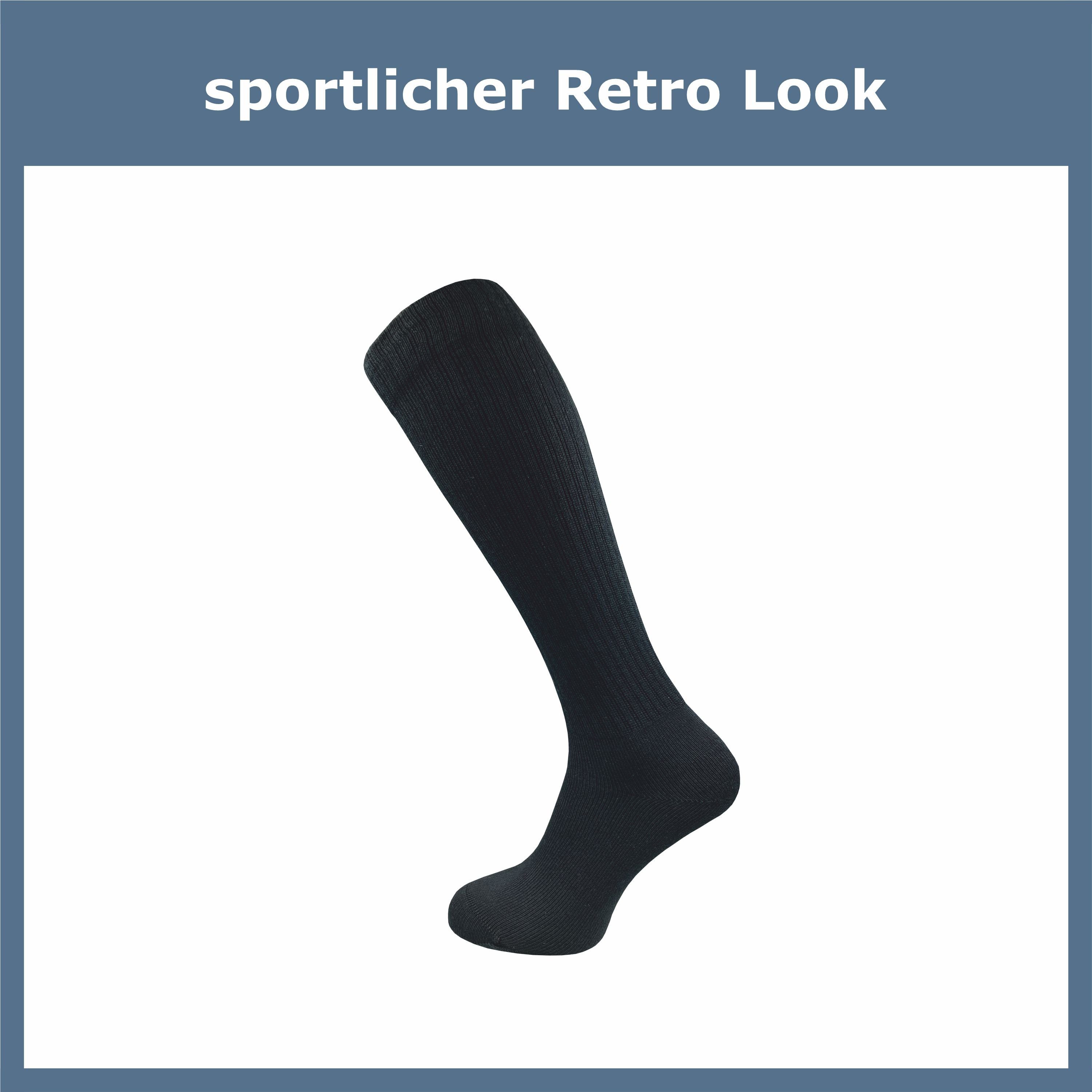 mit (2 Damen zum schwarz, stylischen Paar) Baumwolle auch Streifen, sportlichen geeignet Knielange im Retro für Socken Wandern aus & weiß Kniestrümpfe GAWILO - Look