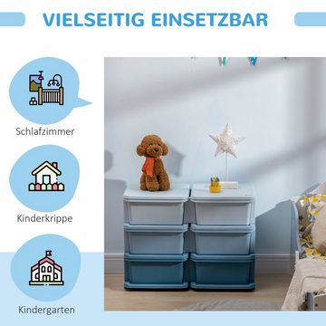 HOMCOM Spielzeugtruhe Schubladenschrank für Kinder Aufbewahrungsboxen mit 6 Ebenen Blau (Spielzeug-Organizer, 1 St., Spielzeugkiste), 275L x 37B x 56.5H cm