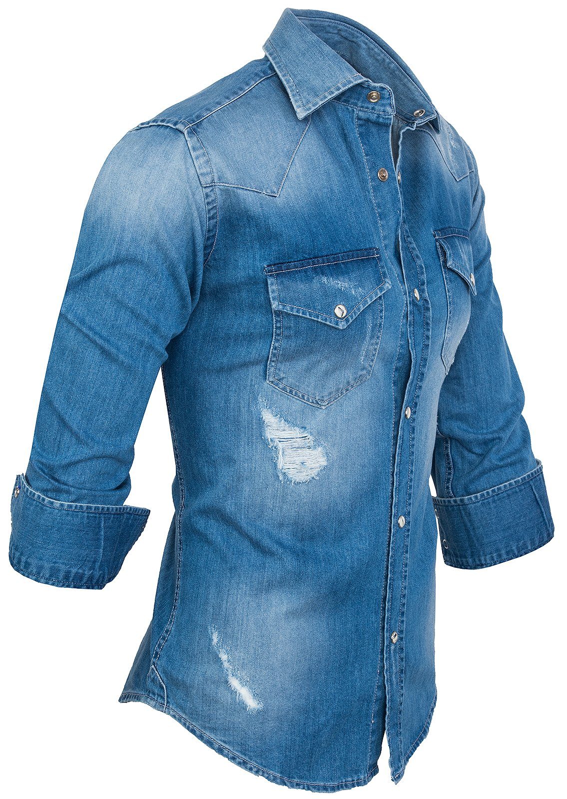 Rock Creek Jeanshemd Herren Jeanshemd Hellblau RC-013 günstig online kaufen