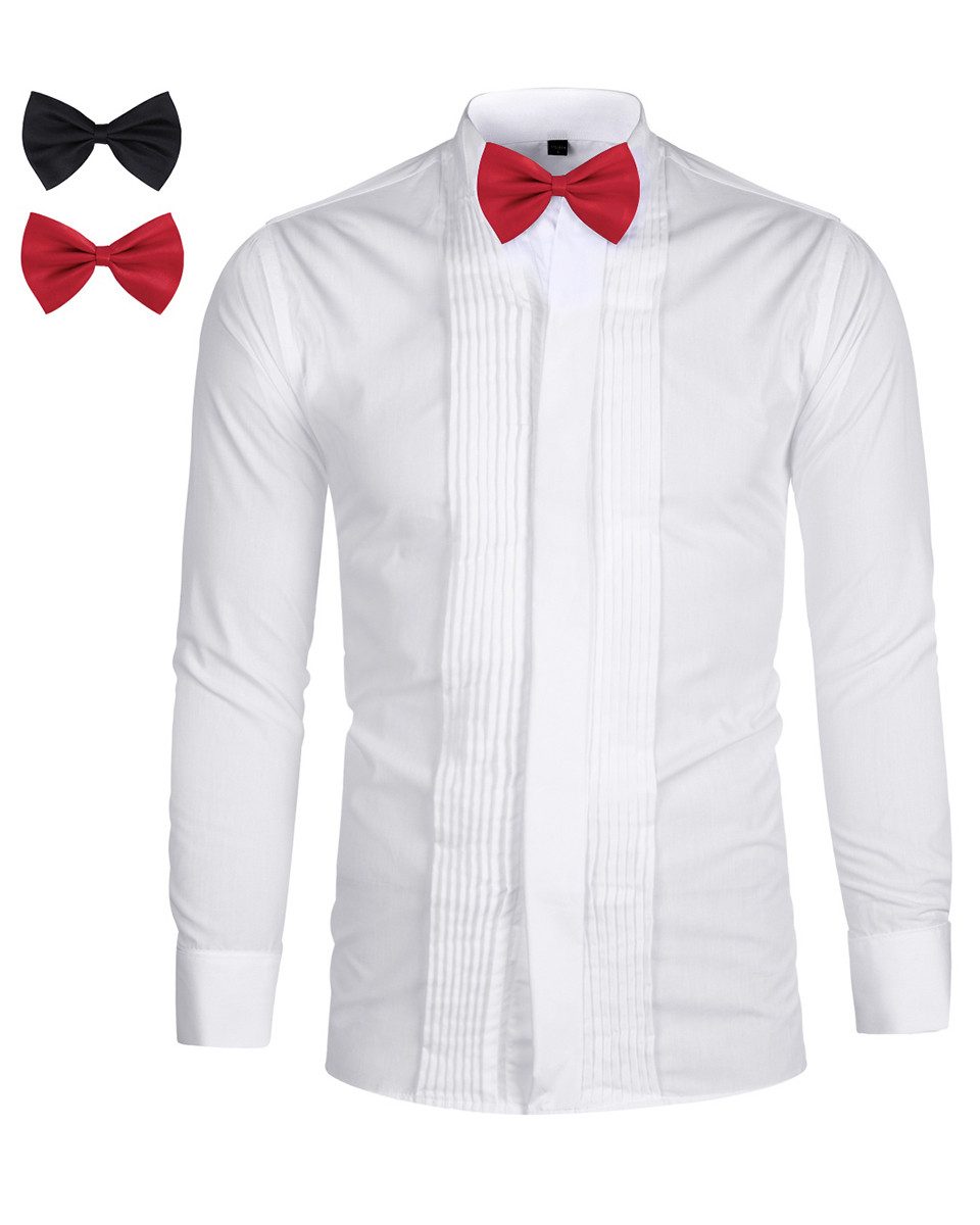 Allthemen Smokinghemd mit Kläppchen-Kragen Langarmhemd Regular Fit