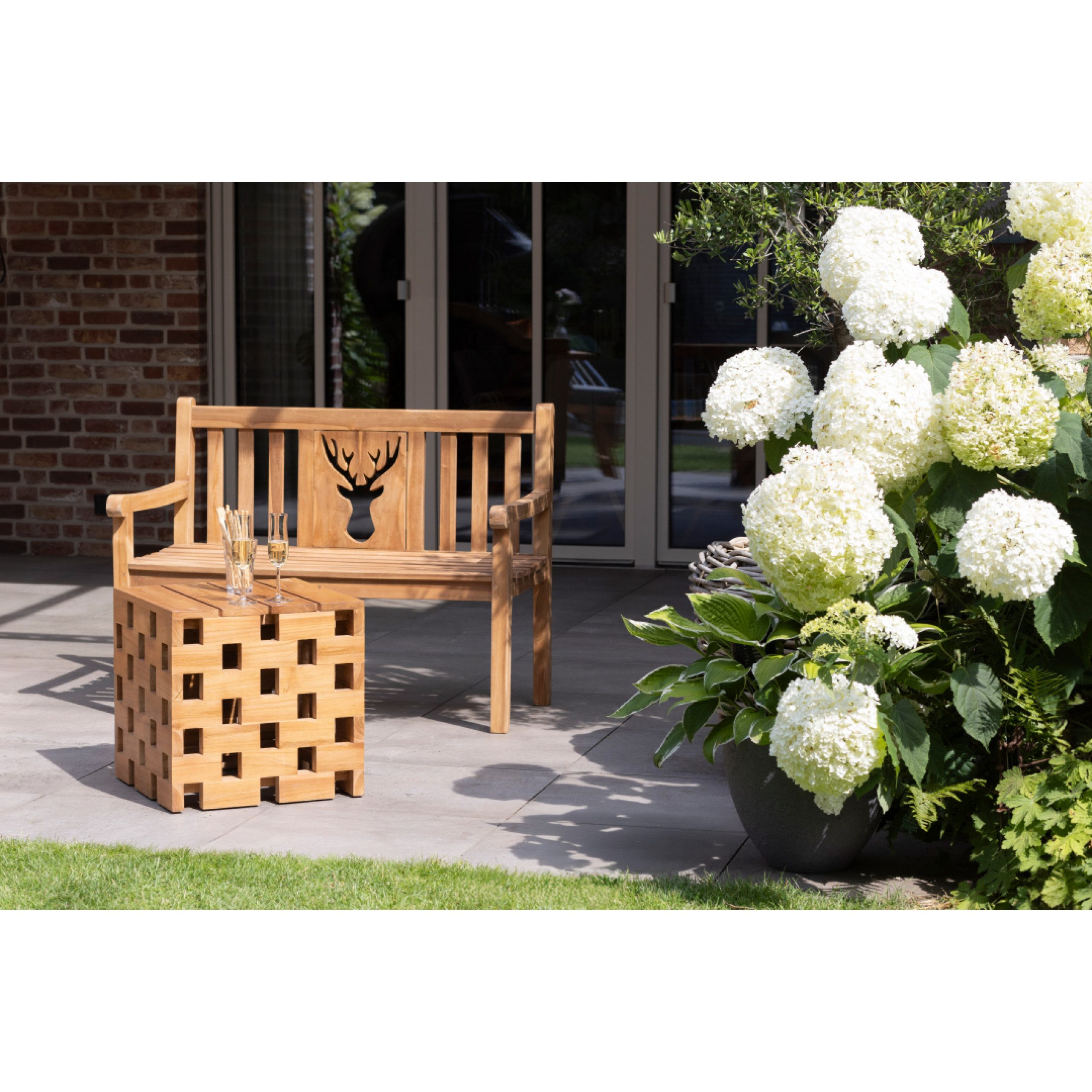 deVries Beistelltisch deVries Design-Beistelltisch/Hocker "CHESSBOARD" aus Teakholz 50 x 50