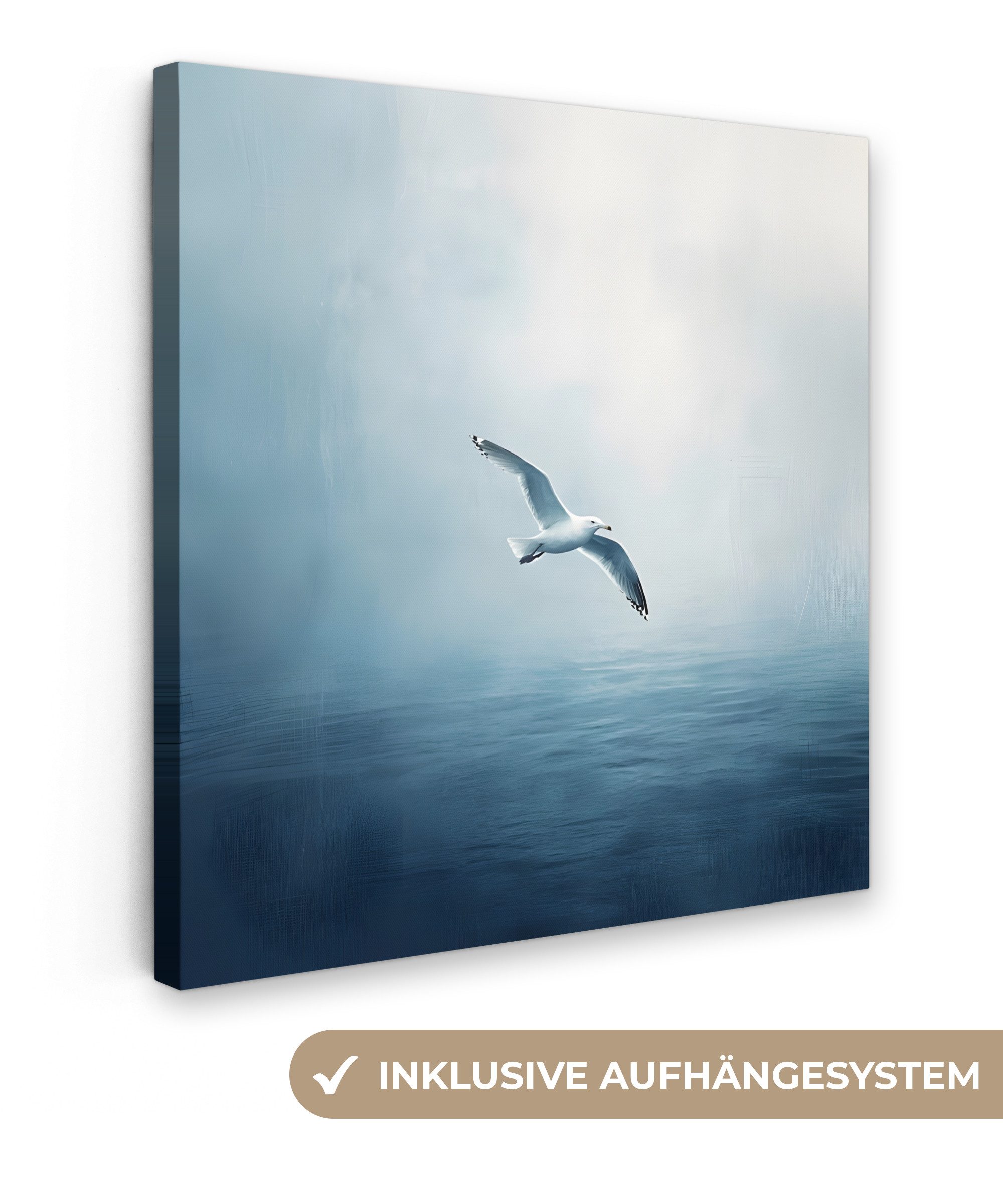 OneMillionCanvasses® Leinwandbild Möwe - Weiß - Meer - Neblig, Fotodruck (1 günstig online kaufen
