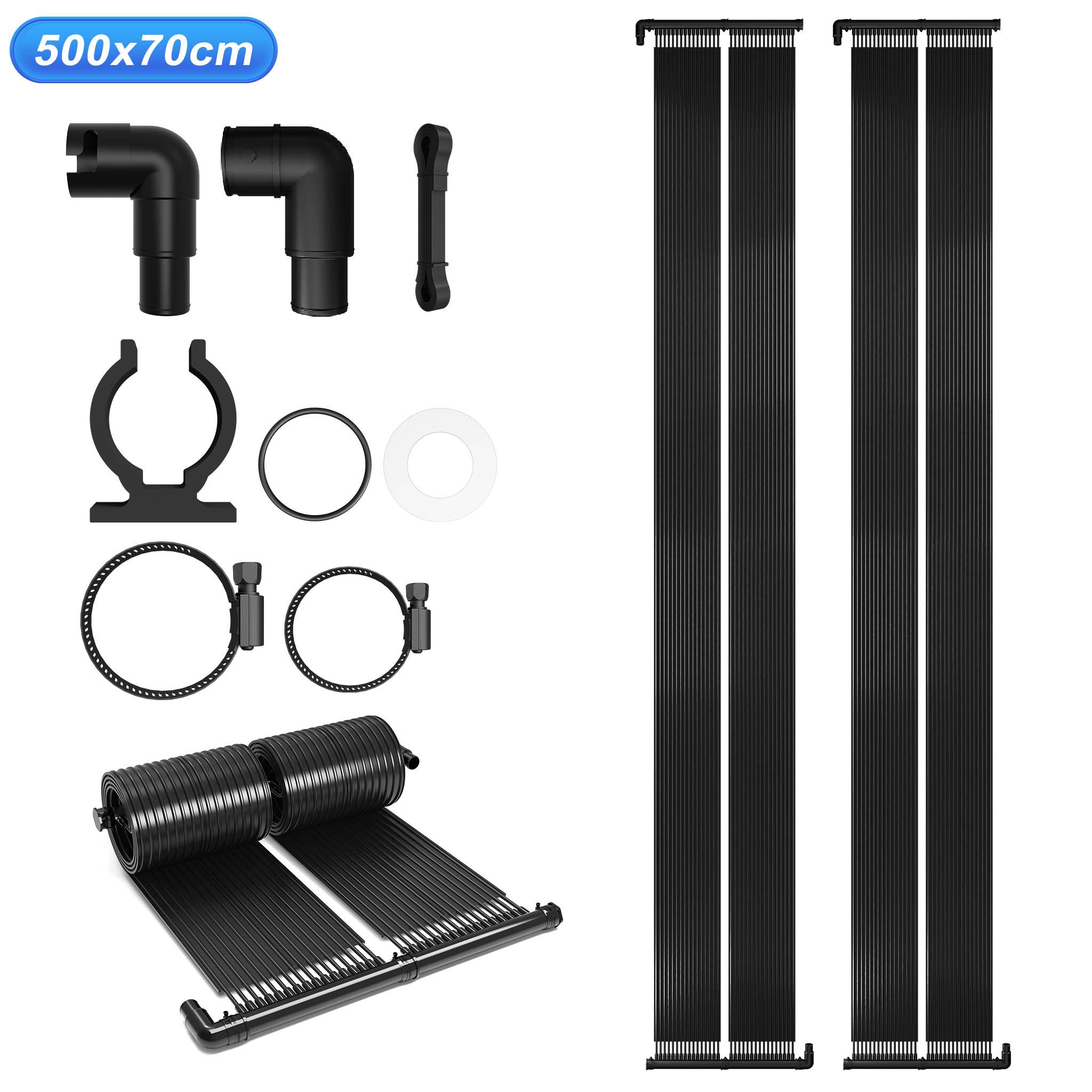FIVMEN Solarabsorber Sonnenkollektor Poolheizung Solarheizung Pool Komplettset Solarheater, BxL: 70x500 cm, 300cmLx70cmB/400cmLx70cmB/500cmLx70cmB/ 600cmLx70cmB, Solarmatte Heizung für Pools Schwimmbad Gartendusche