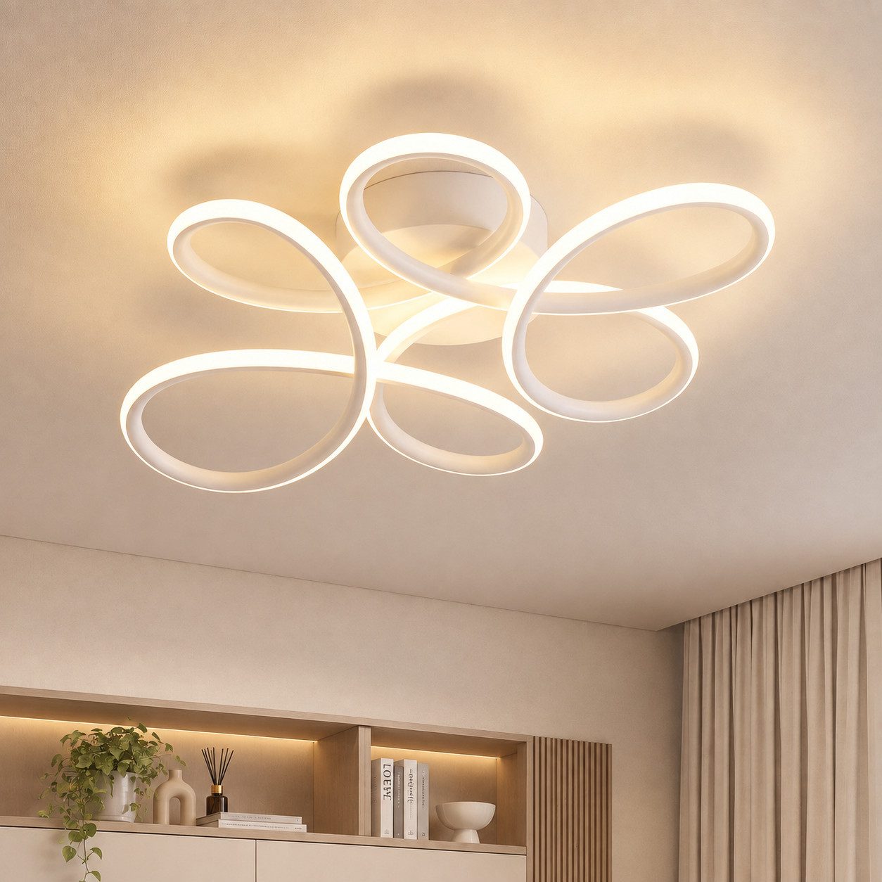 Nettlife LED Deckenleuchte modern Schwarz/Weiß 24W 3000K Warmweiß runde Blumendeckenleuchte, für Schlafzimmer Küche Flur energiesparende …