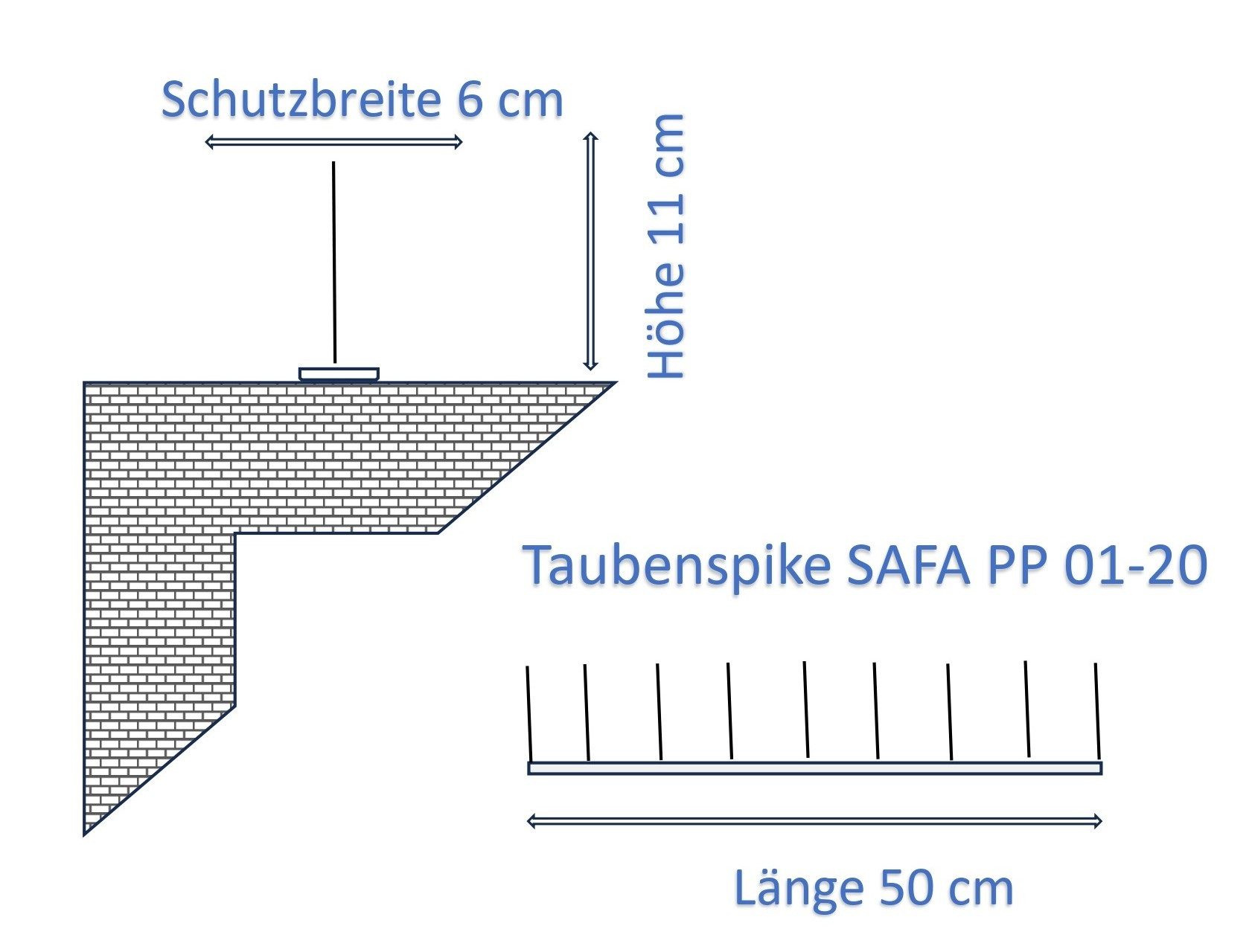 SAFA Taubenspikes Taubenabwehr aus rostfreiem Edelstahl u. Polycarbonat 1/2/3/4/5-reihig, Für die Montage auf Stein, Beton, Metall, Holz, Glas, geeignet.