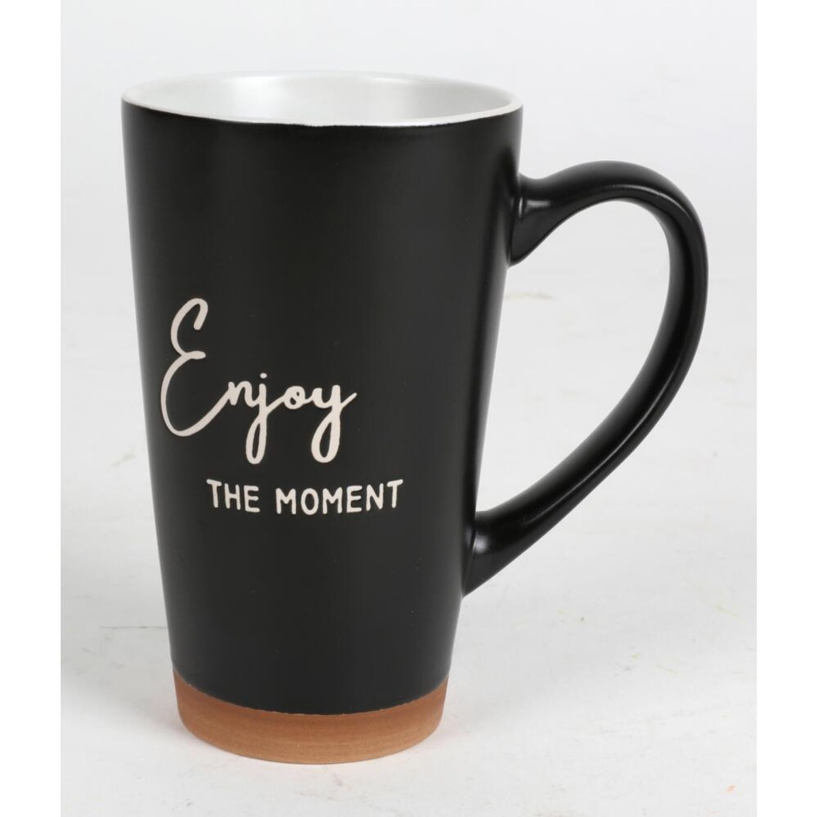 BURI Tasse XXL Kaffeebecher 400 ml – matt schwarz/weiß, Sprüche