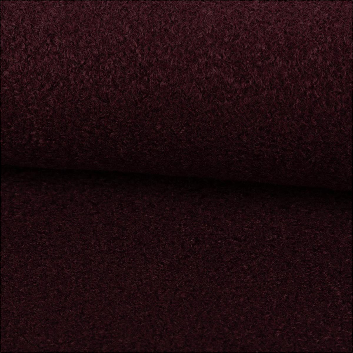 SCHÖNER LEBEN. Stoff Teddystoff Meterware Bouclé uni aubergine 150cm, pflegeleicht