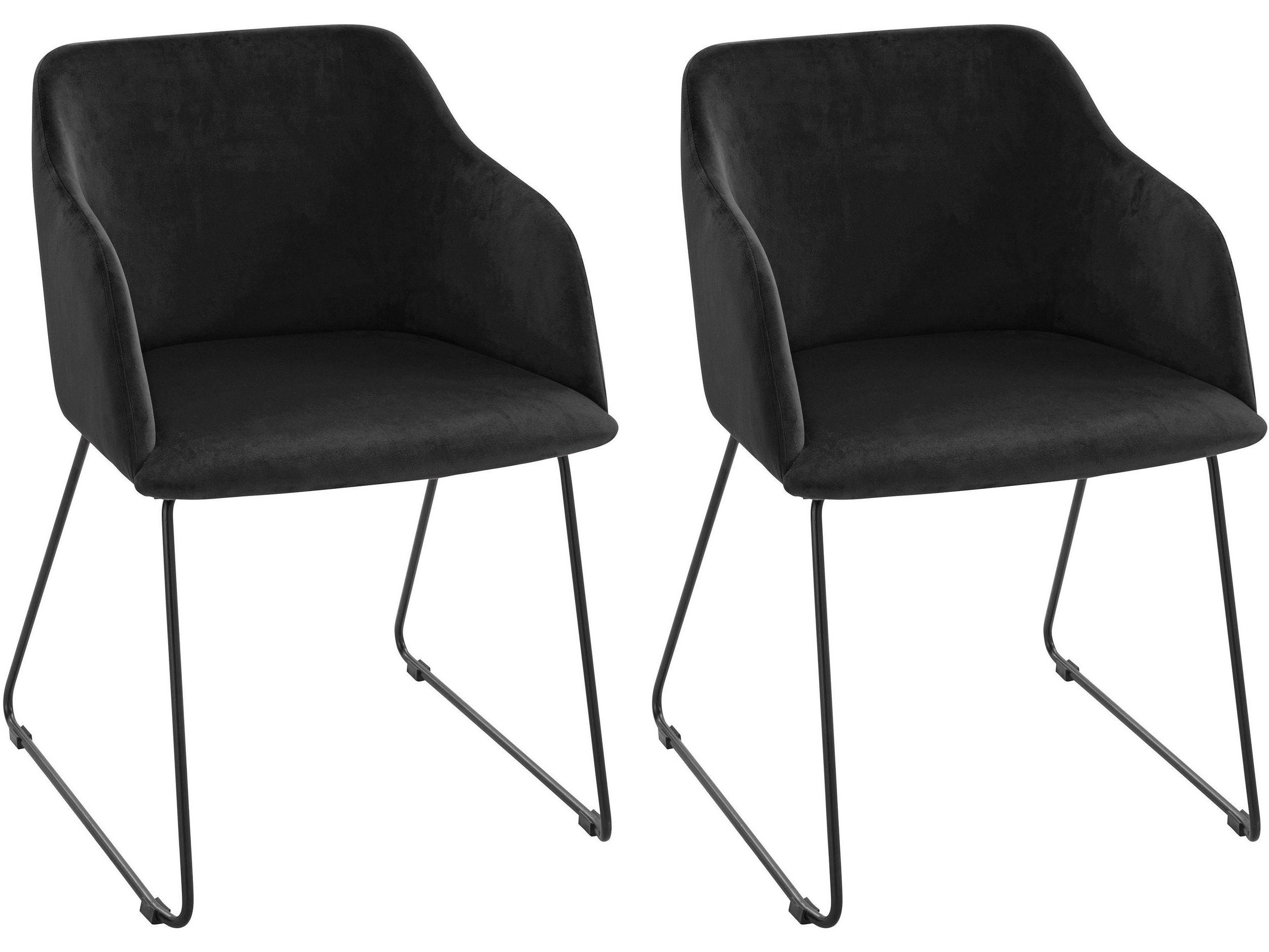 loft24 Armlehnstuhl Baloo (2er-Set), Kufengestell aus Metall schwarz | Stühle