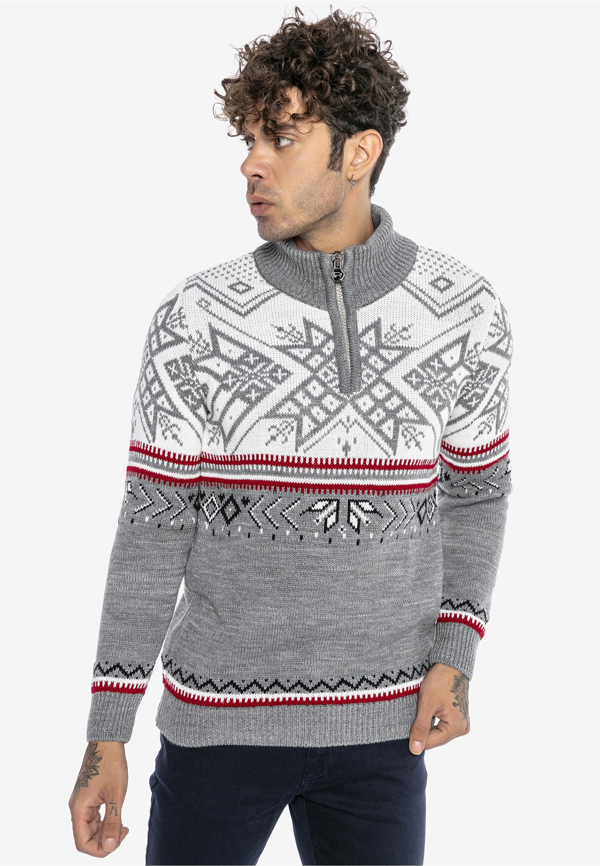 RedBridge Strickpullover Hillsboro mit Reißverschluss am hohen Kragen