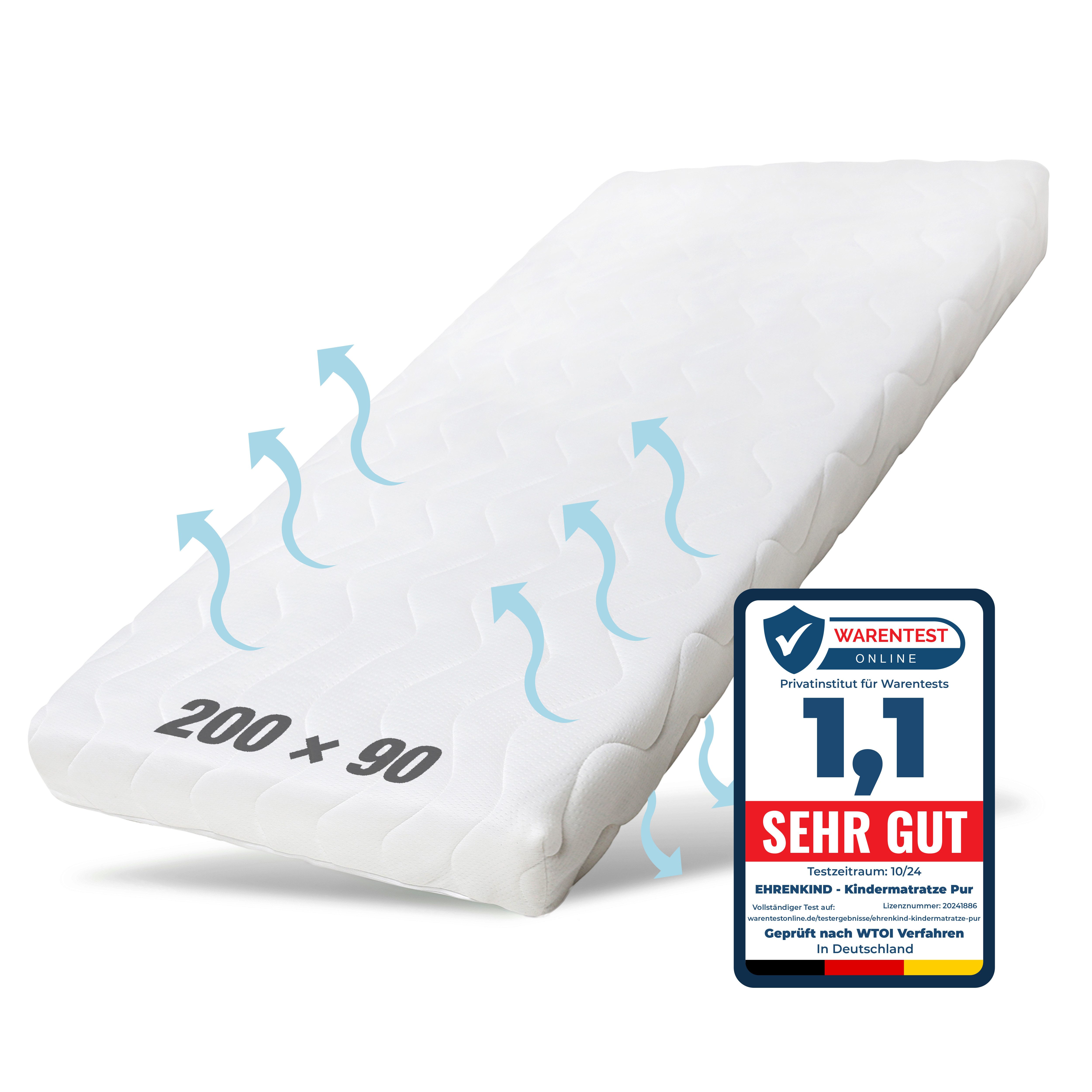 Babymatratze Pur, Babymatratze für Babybett, Baby Matratze, Ehrenkind, 10 cm hoch, (gratis Versand, Härtegrad (Weich - Mittelweich), Belastbarkeit: 30kg