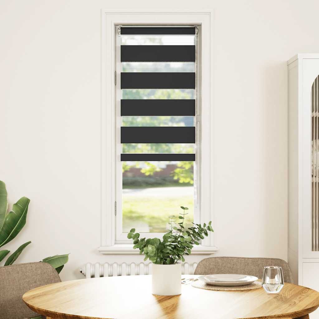 vidaXL Gardine 50 x 150 cm Zebrarollo Schwarz 50x150 cm Stoffbreite 45,9 cm Polyester