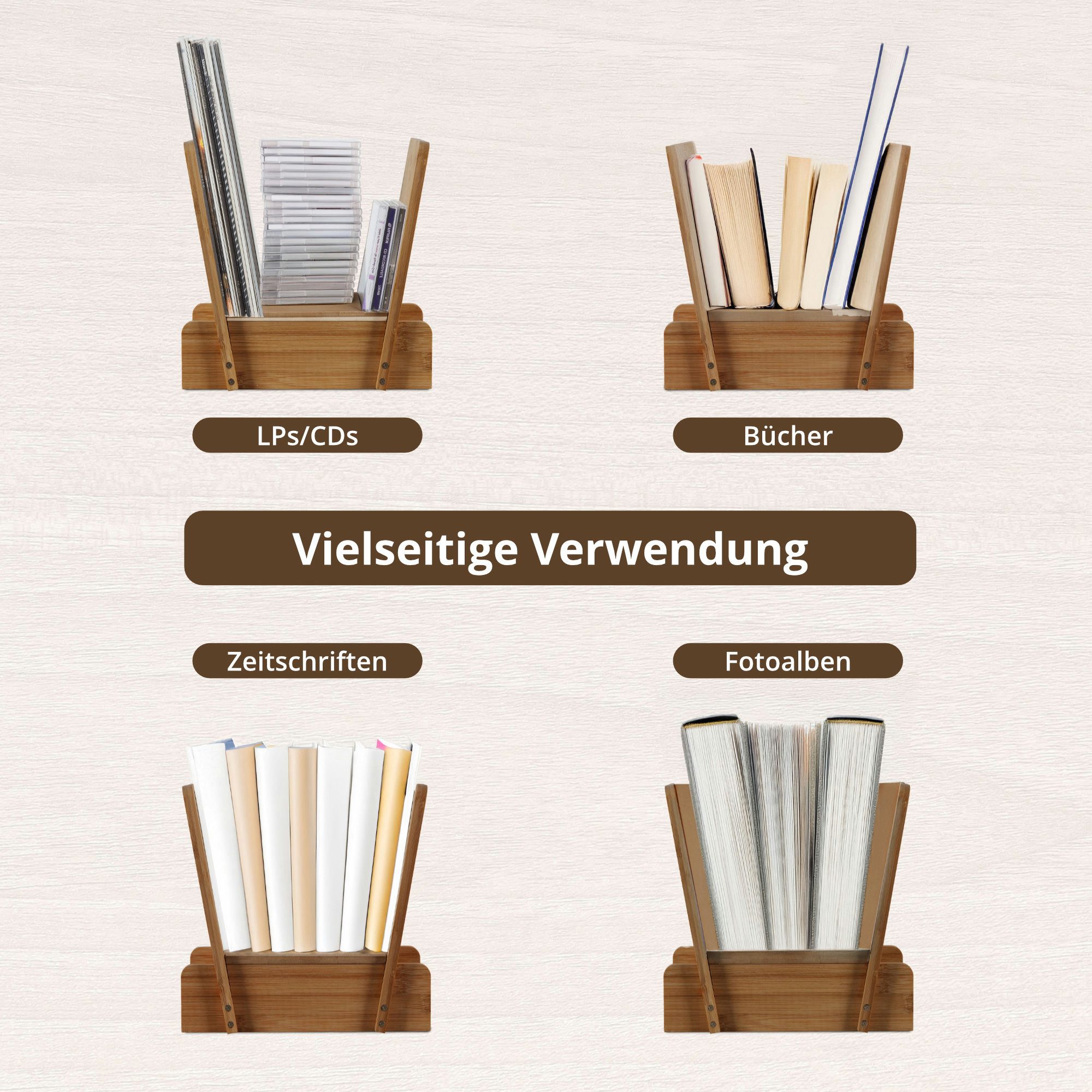 Stagecaptain Aufbewahrungsbox LPSB-40 Bambus LP-Ständer Regal für Schallplatten und mehr (inklusive Schrauben für den Zusammenbau), Platz für bis zu 40 12"-LPs